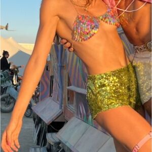 Sequin Embellished Green Booty shorts (nasty gal)